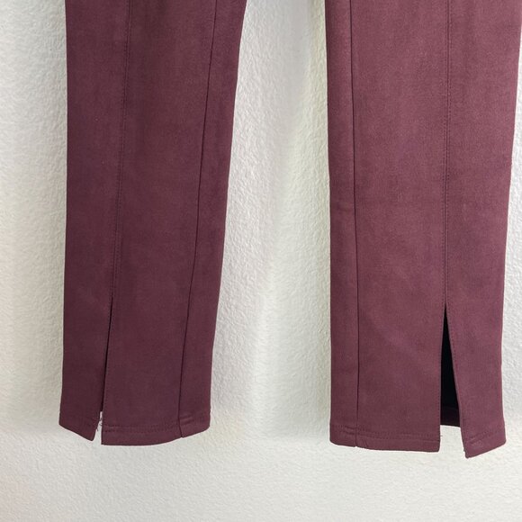 NEW Avec Les Filles XSP Plum Faux Suede Split Hem Pants High Rise - Picture 3 of 8